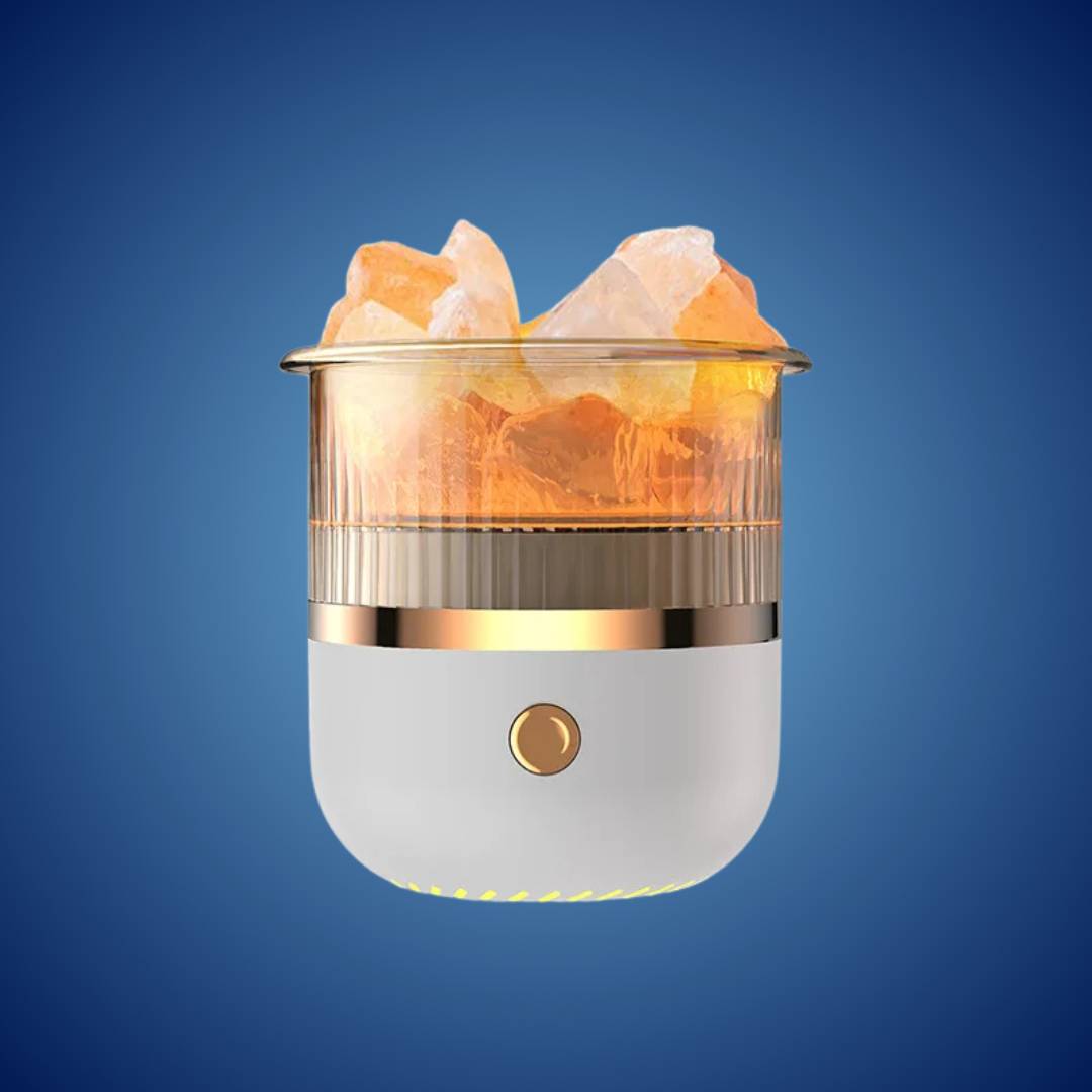 SereniGlow Kristallsalz-Luftbefeuchter | USB Aroma Diffusor - Nachtlicht Luftreiniger - zur Entspannung - Stressabbau - verbesserte Luftqualität