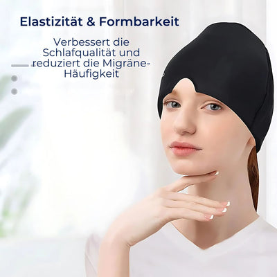 MigraSoothe Gelhaube – Sofortige Linderung bei Kopfschmerzen & Migräne | Kühlender Komfort – Drucktherapie – Lichtabschirmung