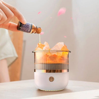 SereniGlow Kristallsalz-Luftbefeuchter | USB Aroma Diffusor - Nachtlicht Luftreiniger - zur Entspannung - Stressabbau - verbesserte Luftqualität