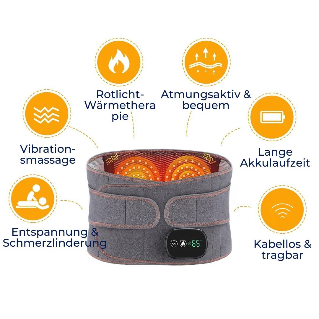 ThermaLinderung Heizgürtel gegen Rückenschmerzen | Rotlichttherapie – Verstellbar, Schmerzlindernd & Entspannend