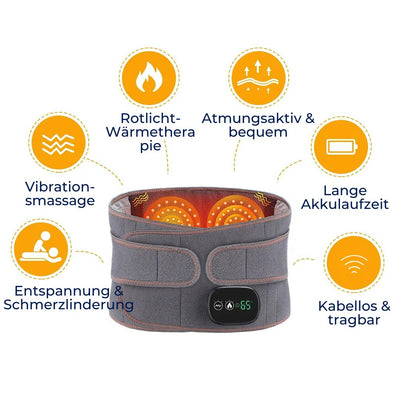 ThermaLinderung Heizgürtel gegen Rückenschmerzen | Rotlichttherapie – Verstellbar, Schmerzlindernd & Entspannend