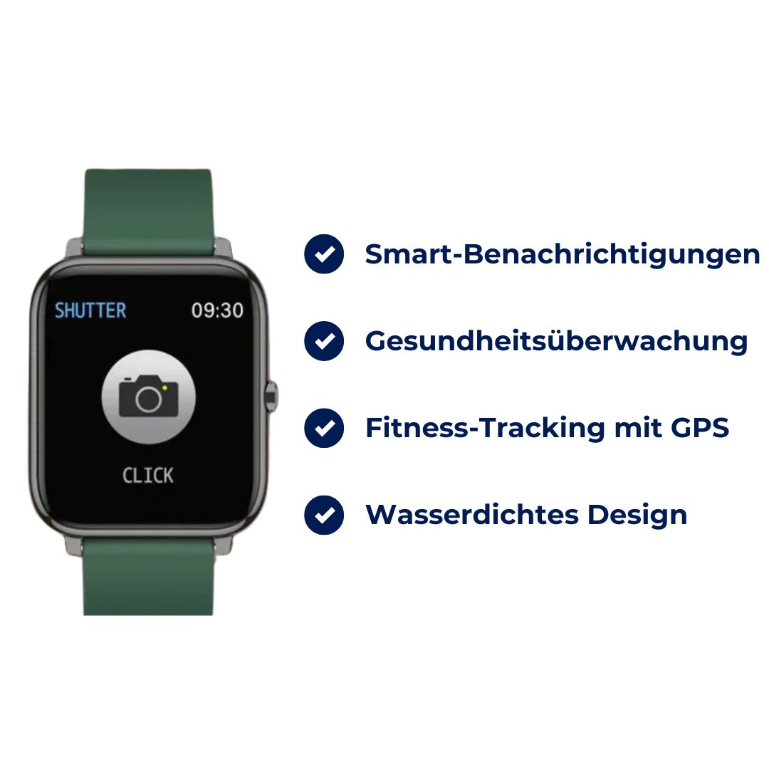 VitalFit SmartWatch | Gesundheits- und Fitness-Tracker – mit Herzfrequenz – SpO2 – Schlafanalyse – Smart-Benachrichtigungen – GPS