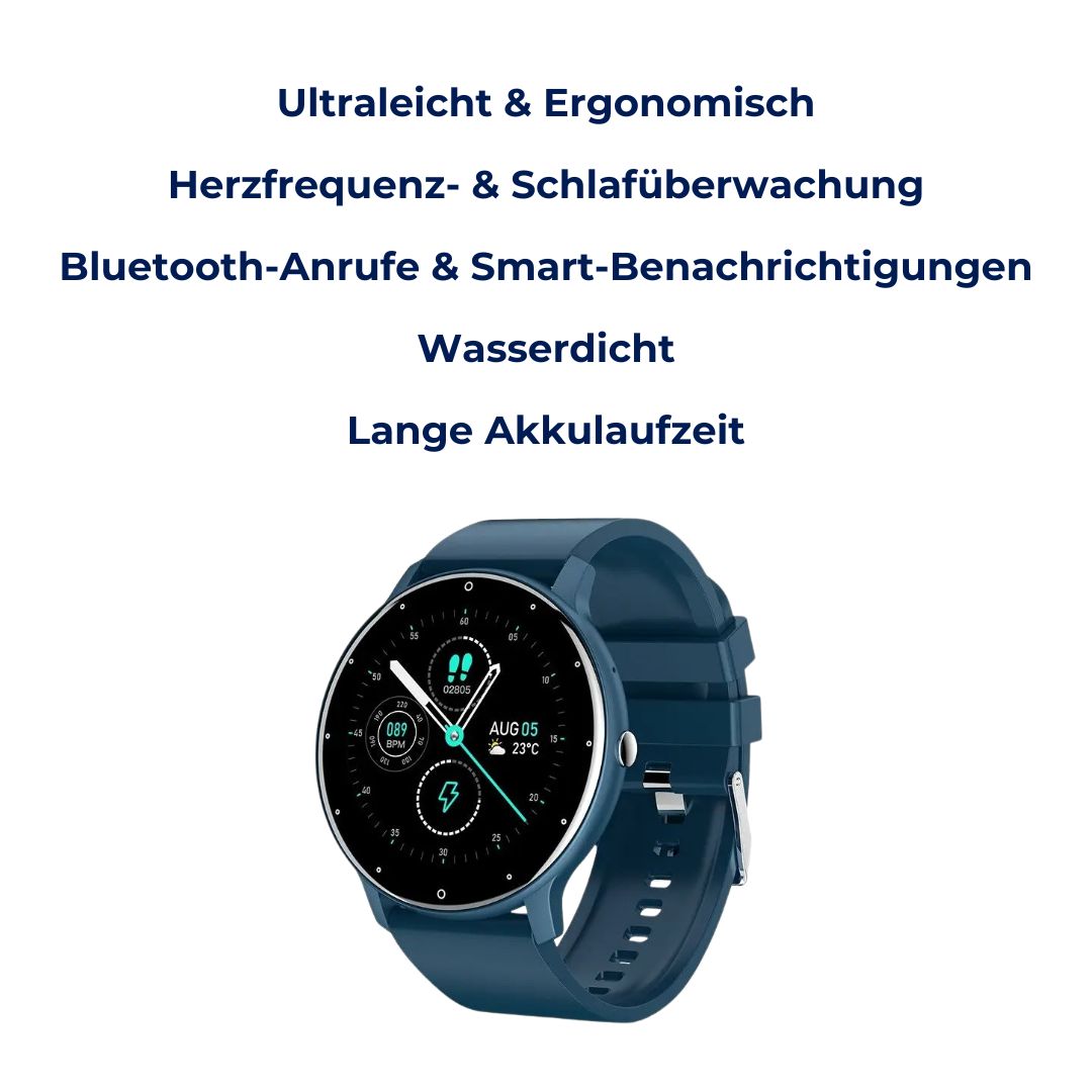 AeroFit Smartwatch | Ultraleichter Fitness-Tracker mit Herzfrequenz & Schlafmonitor – Smart-Benachrichtigungen & Bluetooth-Anrufe