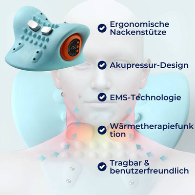 NackenEase EMS Nackenmassagegerät – Schmerzlinderung – Muskelstimulation – Wärmefunktion – Tragbar für Verspannungen