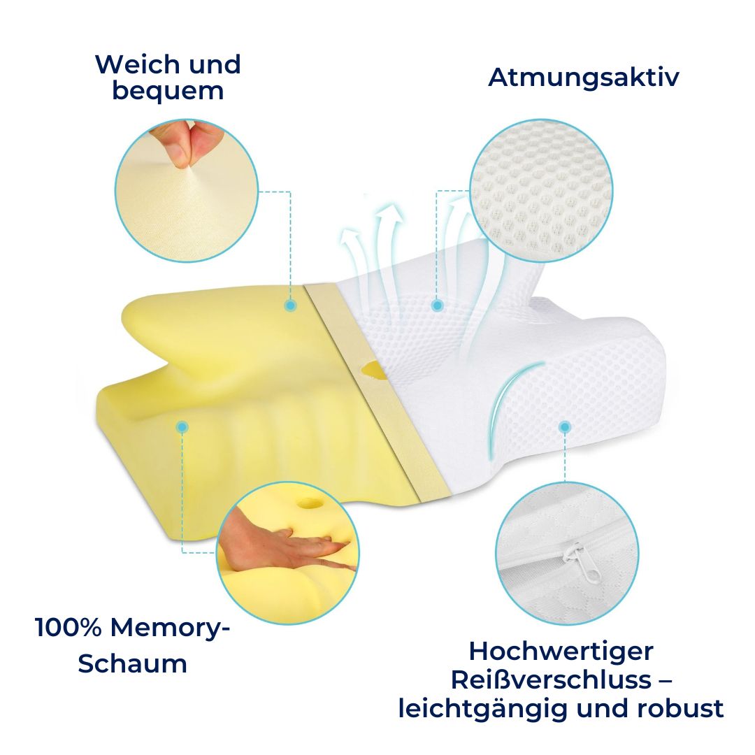 SchlafAlign Orthopädisches 4D Memory Foam Kissen | Ergonomische Nackenstütze - Schmerzlinderung - Atmungsaktiv - Hypoallergen